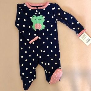 Newborn baby girl frog sleeper